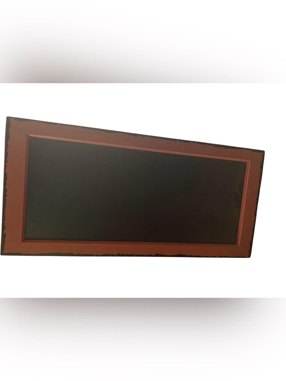 Distressed chalkboard . Reddish distessed frame.